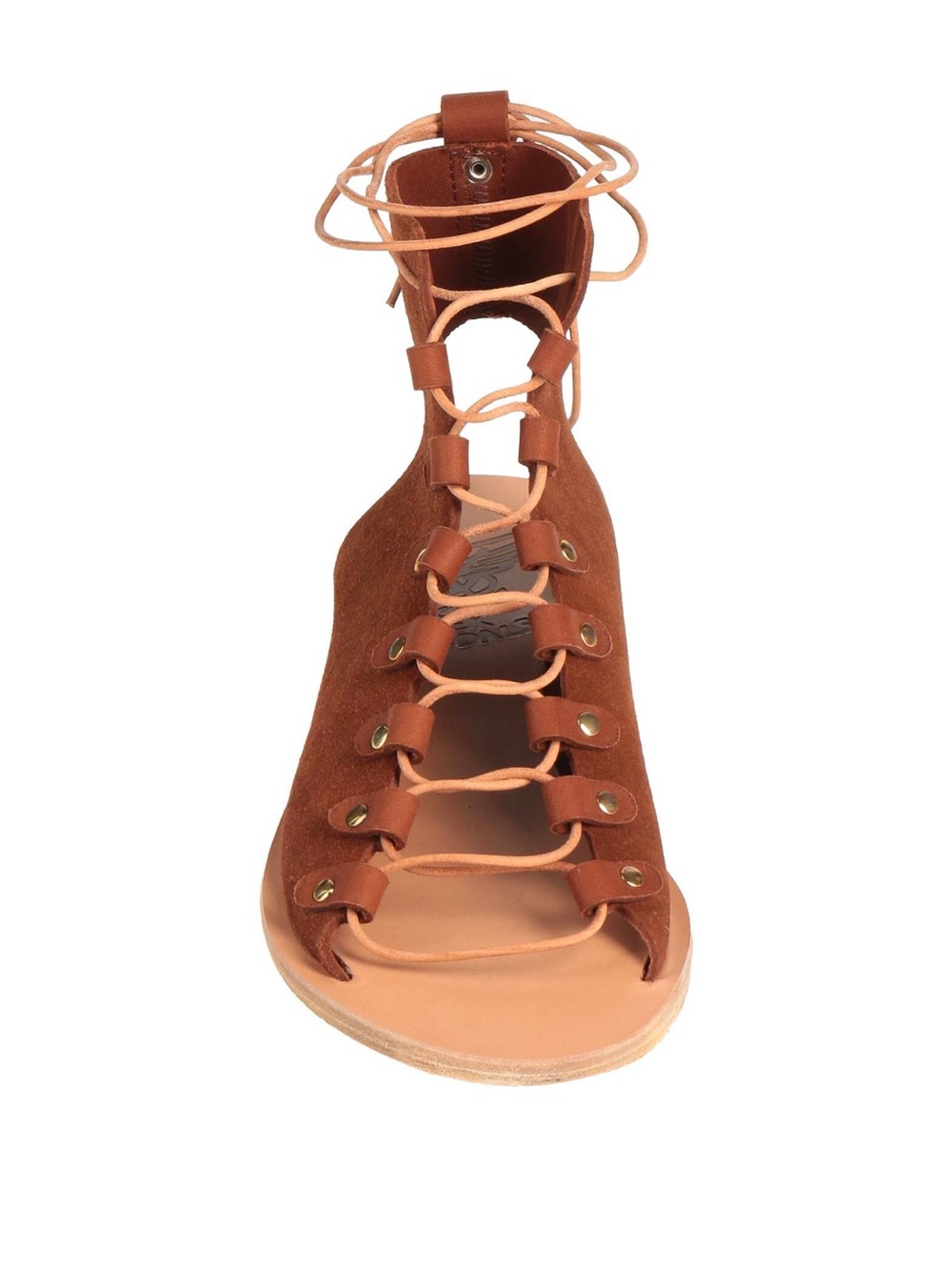 Ancient Greek Sandals Brown Lace-Up Gladiator Sandals
